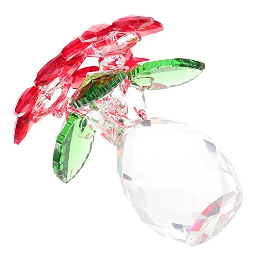 Milisten Figuren Hausverzierung Deko Glasfiguren Kristallblumenfigur Mini-Glasblumenstrauß Statue Sammlerfigur Briefbeschwerer Ornament Für Zuhause Tischdekoration Rot Crystal Blumen von Milisten