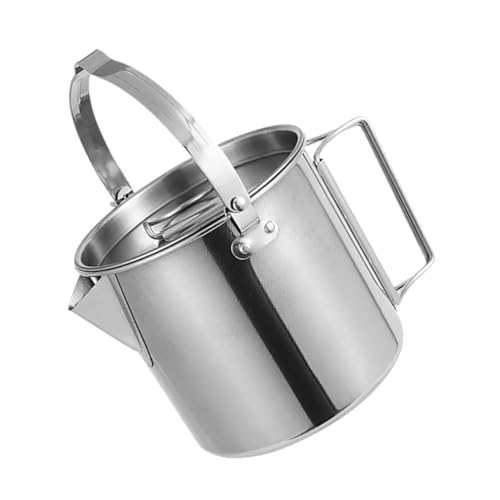 Milisten Edelstahl Camping Wasserkocher Leicht Tragbar Schnelles Erhitzen Multifunktionaler Teekessel Kaffeekanne Outdoor Kessel für Picknick Wandern Camping von Milisten