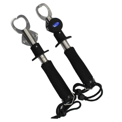 Milisten Edelstahl Fischgreifer mit Integriertem Maßstab und Gewicht Rutschfester T griff für Einhandbedienung Robustes Fischzangen Werkzeug für Süß Salzwasserangeln von Milisten