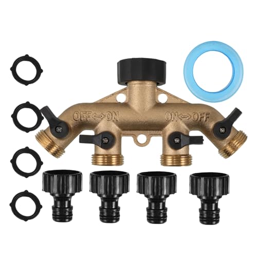 Milisten Gartenschlauch Verteiler Adapter für Außenbewässerung Robuster Schlauchanschluss mit Einstellbarem Wasserdurchfluss für Rasenflächen von Milisten