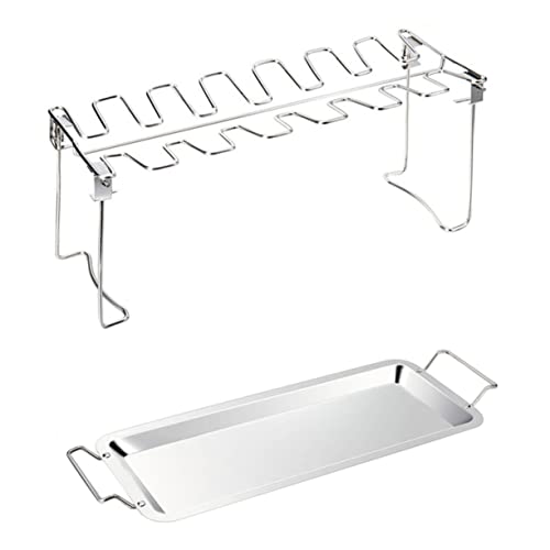 Milisten Grill Hähnchenschenkel Großer Bräter Tropfbräter Ständer Grillrost Tabletts Big Wings Form BBQ Rack BBQ Drumstick Rack Grillzubehör Silber von Milisten