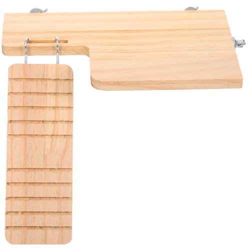 Milisten Hamster Plattform Käfig aus Natürlichem Holz Robuste Kletterplattform mit Leiter für Zwerghamster und Meerschweinchen Indoor Zubehör für Körperliche Fitness und Nestgestaltung von Milisten