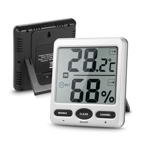 Milisten Kabelloses Hygrothermograph LCD Temperatur Feuchtigkeitsmesser mit Großem Display Fernsensoren Reichweite Max Speicher für Babyzimmer und Gewächshaus von Milisten