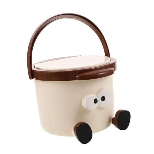 Milisten Kawaii Kleiner Desktop Mülleimer mit Deckel Kompakter Tragbarer Abfallbehälter für Schlafzimmer Büro Küche Multifunktionaler Kunststoff Aufbewahrungskorb für Wohnräume von Milisten