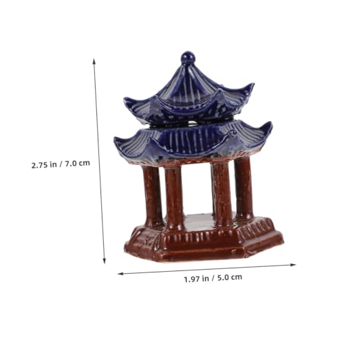 Milisten Keramik Pavillon Aquarium Deko Ornament Doppelstöckig Hexagonal Miniatur Fischbecken Landschaftsdekoration für Fischtank Zubehör von Milisten