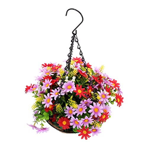 Milisten Künstliche Blumen Hängekorb, künstliche Gänseblümchen, Hängekorb, künstliche Hängepflanze, künstlicher Blumentopf für den Innen und Außenbereich, Garten, Hoftasche, Terrasse, Innenbereich, von Milisten