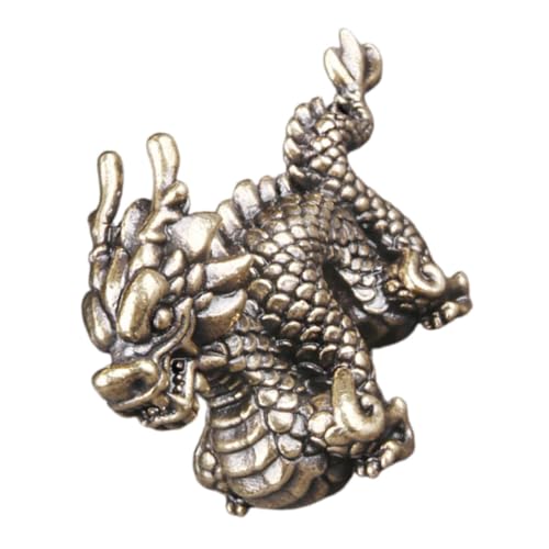 Milisten Messing Drachen Figurine Retro Chinesischer Mythischer Drache Desktop Deko Robust Langlebig für Büro und Zuhause Feng Shui Tierornament von Milisten