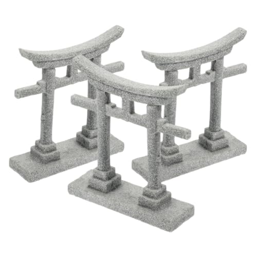 Milisten Miniatur Shinto Torbogen Feng Shui Dekoration Groß Hellgrau Asien Gartenfigur Aquarium Terrarium Deko Feng Shui Accessoire von Milisten
