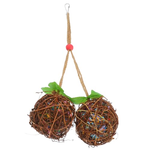 Milisten Papagei Kauspielzeug aus Natur Rattan für Wellensittiche Nymphensittiche Kleine Vögel Langlebiges Beschäftigungsspielzeug für Vogelkäfig Einfach Anzubringen Geistige Stimulation von Milisten