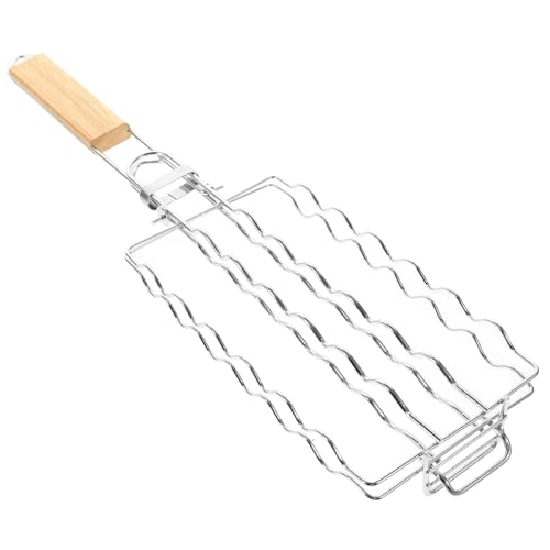 Milisten Portabler BBQ Grillclip aus Edelstahl Faltbares Grillnetz mit Sicherungsfunktion für Bratwurst Steak und Gemüse Vielseitig Einsetzbar für Gasgrill und Outdoor Picknick von Milisten