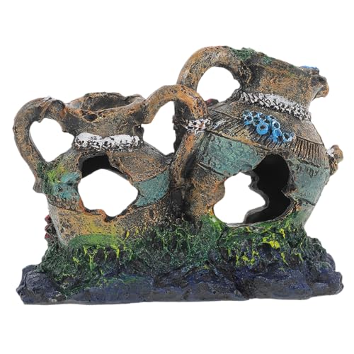 Milisten Resin Aquarium Fisch Garnelenversteck in Gebrochenem Eimer-Design Stabile Fischhöhle mit Breitem Boden Natürliche Dekoration für Aquarium und Teich Schadstofffrei und von Milisten