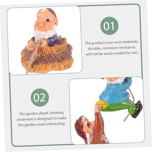Milisten Resin Gartenzwerg Figurine Kletternde Zwerg Deko für Garten und Terrasse Wetterfeste Harz Skulptur Lebensechte Baumhänger Gartenornament Dekorativ für Innen und Außenbereich von Milisten