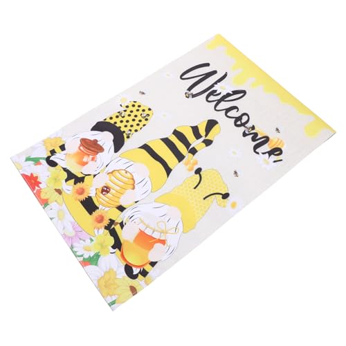 Milisten Sommerliche Gartenflagge mit Bienen und Gartenzwerg Wetterfester Polyesterstoff Farbenfrohe Festival Deko für Außenbereich Langlebig und Reißfest Welcome Flag für Sommergärten von Milisten