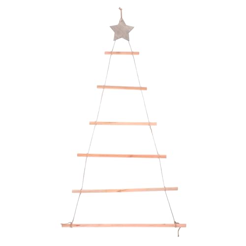 Milisten Weihnachtsbaum Leiter Deko Holzleiter mit Stern Hängend Dekoleiter Holz Leiter Tannenbaum Wanddeko Tanne Holzäste Christbaum Weihnachtsdeko Fensterdeko von Milisten