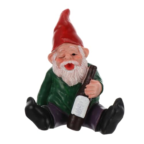 Milisten Wetterfeste Resin Gartenzwerg Figur Sitzender Betrunkener Zwerg Gartenornament Langlebige Deko für Draußen und Innenbereiche Garten Heimdekoration von Milisten