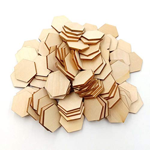 Sechseckige Holzstücke, 100 Stück, Sechseck, unvollendet, für Weihnachten, Basteln, Handwerk, Zubehör, Dekoration, Ornamente, 30 mm von Milisten