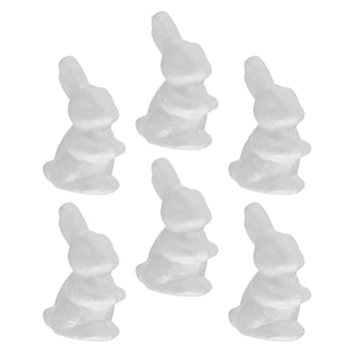 Styropor Hase Figur Weiß Kaninchen DIY Basteln Bemalen 6 Stücke Schaumstoffe Osterhase Modellierung Schulprojekte Handwerk Desktop Ornament Ostern Frühling Party Dekoration von Milisten