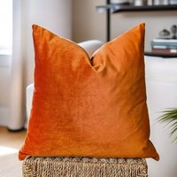 Terra Cotta Sueded Kissenbezug Für Hygee Cozy Decor, Gebrannte Orange Samtkissenbezug Boho Wohnzimmer Stil, Euro Sham von MilivaHomeStore