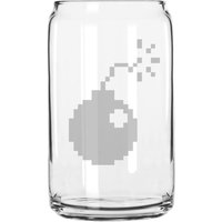 8 Bit Bombe Videospiel Stil Hand Geätzt 16 Oz Glas Dose Tasse von MilkMugDesigns