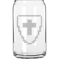 8 Bit Schild Video Game Style Hand Geätzt 16 Oz Glas Dose Tasse von MilkMugDesigns