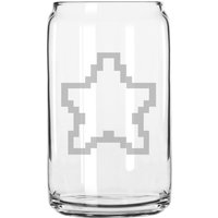 8 Bit Star Video Game Style Hand Geätzt 16 Oz Glas Dose Tasse von MilkMugDesigns