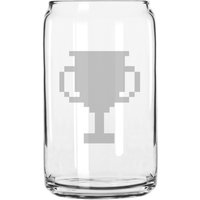 8 Bit Trophäe Videospiel Stil Hand Geätzt 16 Oz Glas Dose Tasse von MilkMugDesigns