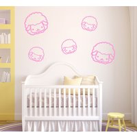 Adorable Zählen Schafe Vinyl Wall Decal Satz - Enthält 5 Einzelne von MilkMugDesigns
