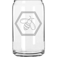 Bumble Bee Hand Geätzt 16 Oz Glas Dose Tasse von MilkMugDesigns