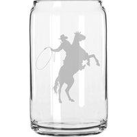 Cowboy Reiten Pferd Hand Geätzt 16 Oz Glas Dose Tasse von MilkMugDesigns