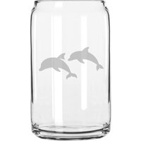 Ehrfürchtige Schwimmende Delfine Handgeätzt 16 Oz Glas Dose Tasse von MilkMugDesigns
