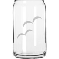 Fliegende Strandvögel Handgeätzt 16 Oz Glas Dose Tasse von MilkMugDesigns