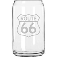 Get Your Kicks On Route 66 Handgeätzt 16 Oz Glas Dose Tasse von MilkMugDesigns