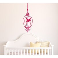Hübsch Dekorativ Hängend Birdcage Wand Vinyl Aufkleber - 36" Groß von MilkMugDesigns