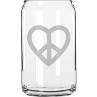 Peace & Love Herz Design Handgeätzt 16 Oz Glas Dose Tasse von MilkMugDesigns