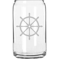 Piratenschiff Rad Hand Geätzt 16 Oz Glas Dose Tasse von MilkMugDesigns