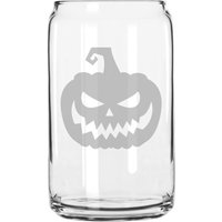 Scary Jack O' Windlicht Hand Geätzt 16 Oz Glas Dose Tasse von MilkMugDesigns