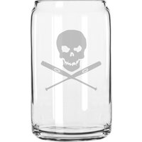 Skull & Crossed Baseball Fledermäuse Hand Geätzt 16 Oz Glas Dose Tasse von MilkMugDesigns