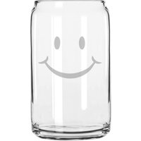 Smiling Happy Face Handgeätzt 16 Oz Glas Dose Tasse von MilkMugDesigns