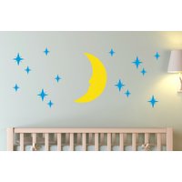 Wunderschöne Nächtliche Mond Und Sternen Vinyl Wall Decal Set von MilkMugDesigns