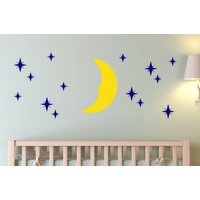 Wunderschöne Nächtliche Mond Und Sternen Vinyl Wall Decal Set von MilkMugDesigns