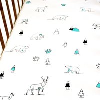 Jersey Aqua Spannbettlaken - Nordpol Bettlaken Für Babybettchen Handgemachtes Unikat Baby Bettwäsche 100% Baumwolle von MilkyChic