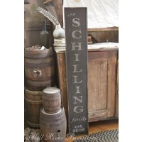 Früh Aussehende Antike Primitive Vertikale Familienname Und Jahr Holzschild Custom Personalized Rustikal von MillRiverPrimitives