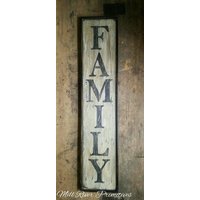 Früh Blickend Vertikal Antik Primitive Familie Holzschild Personalisiert Rustikal von MillRiverPrimitives
