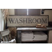 Frühes Antikes Primitives Waschroom-Schild Custom Personalized Rustikal von MillRiverPrimitives