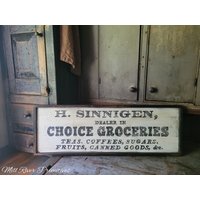 Gealtertes Primitives Frühes Schauen Lebensmittelgeschäft Trockenwaren Holzschild Personalisiertes Rustikales Schild von MillRiverPrimitives
