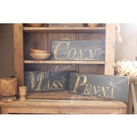 Primitive Früh Aussehende Zustand Abkürzung Massachusetts, Connn.penna. Holzschild Mass. Conn. Penna Custom Personalisierte Rustikale von MillRiverPrimitives