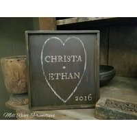Primitive Personalisierte Herz Holz Familienname Zeichen Individuell Personalisiert Rustikal von MillRiverPrimitives