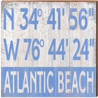 Atlantik-strand Blau/Weiß Breitengrad Längengrad | Echtholz Kunstdruck von MillWoodArt