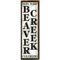 Beaver Creek Schild Schwarz Weiß | Echtholz Kunstdruck von MillWoodArt