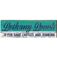 Bethany Beach Ist Für Sand Castles Und Sunburn Teal | Wand-Kunstdruck Auf Echtholz von MillWoodArt